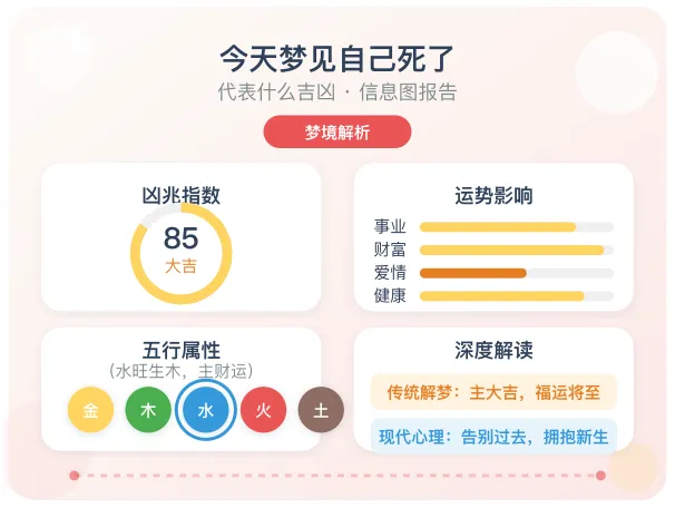 今天梦见自己死了代表什么吉凶